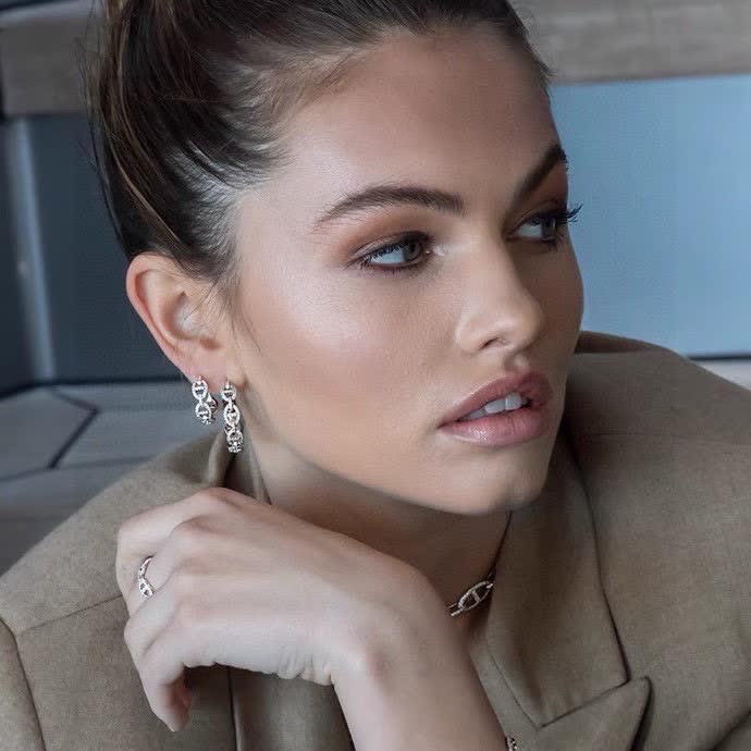 APM Monaco Silver Hoop Earrings with Diamond Accents